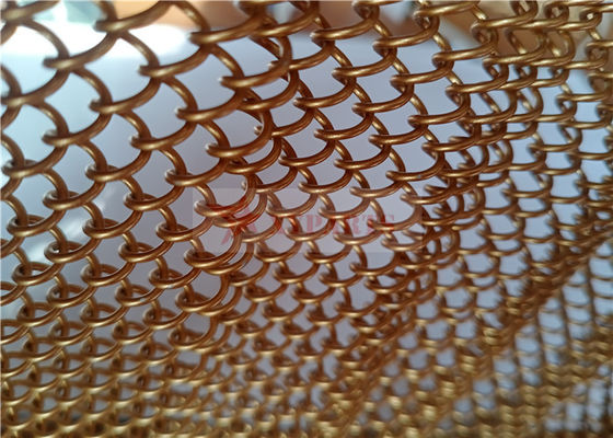 Anodize Alüminyum Esnek Metal Ağı Perdeler Mimarlık Dekorasyonu İçin Altın Renkli