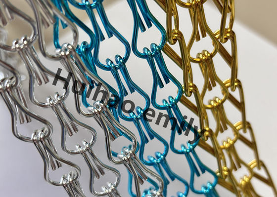 12x24mm Alüminyum Metal Mesh Zincir Perde Anodizasyon Tedavisi