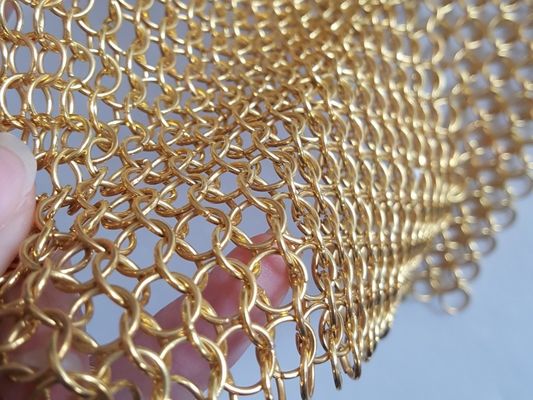 Perde için 3.8mm - 30mm Metal Halka Mesh Pvd Bitmiş Chainmail Örgü Tipi