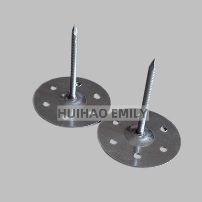 Yuvarlak Delikli Metal Taban Plakası Taşyünü Yalıtım Pimleri Galvanizli 80mm Uzunluk