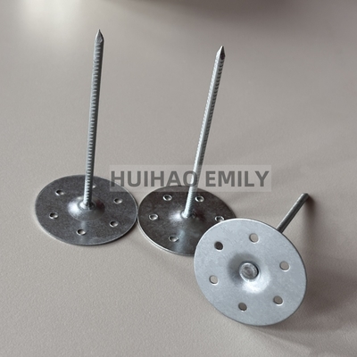 Yuvarlak Delikli Metal Taban Plakası Taşyünü Yalıtım Pimleri Galvanizli 80mm Uzunluk