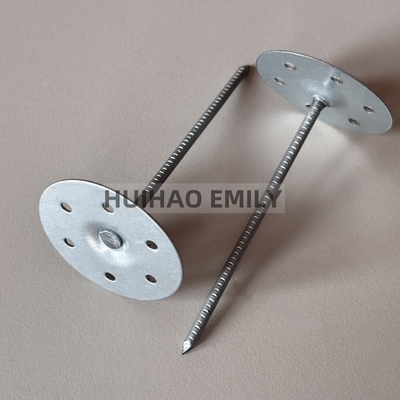 Yuvarlak Delikli Metal Taban Plakası Taşyünü Yalıtım Pimleri Galvanizli 80mm Uzunluk