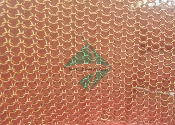 Pirinç / Altın Rengi 3.81mm Ringmesh Chainmail, İç Dekorasyon İçin Perdelik Perde Olarak