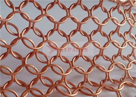 1.2x10mm Mimarlık Dekorasyonu ve Metal Ring Mesh için Bakır Renkli Zincirli Kumaş