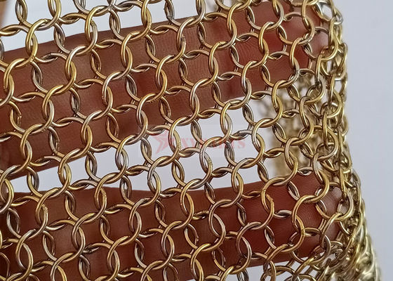 Bakır Rengi 0.8x7mm Paslanmaz Çelik 316 İç dekorasyon için Metal Ring Mesh Perde