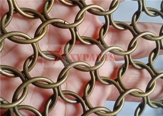 Mağaza İnşaatı İçin Bronz Renkli Halka Hasır Perde 1.5x15mm