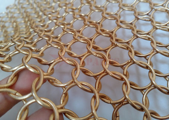 Oda Bölmesi İçin Altın Renkli Chainmail Mesh Kumaş 1.5x15mm