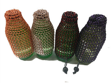 Özelleştirilmiş Alüminyum Alaşım Chainmail Yüzük Metal Halka Örgü Şarap Şişesi Çantası